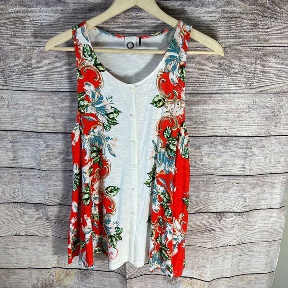 Anthro Akemi + Kin Gardenia Print Tank Asymmetrical Top Sz S - Picture 2 of 6